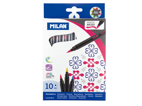 Milan Brush-tipped Fibrepen Set 10