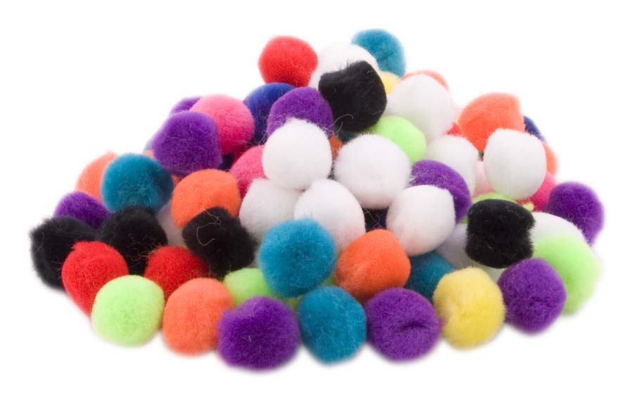 POM POMS ASSORTED COLOUR 20mm 100pc