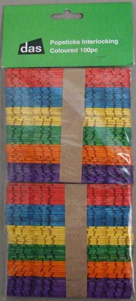 POPSTICKS INTERLOCKING COLOURED 100pc