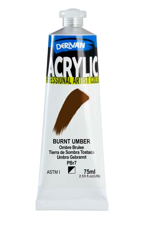 DERIVAN ACRYLIC 75ML BURNT UMBER