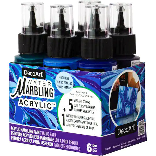 DECOART 6-PACK W/MARBLING COOL HUES