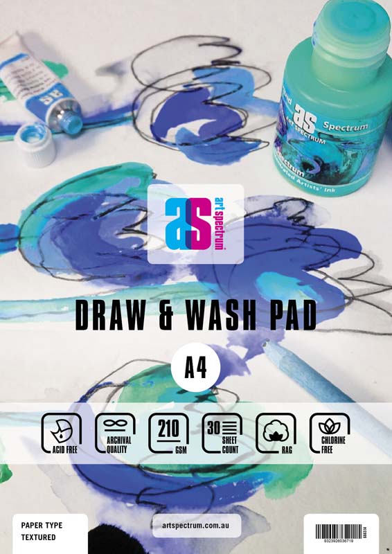 AS DRAW & WASH PAD TEXTURED A4 210g