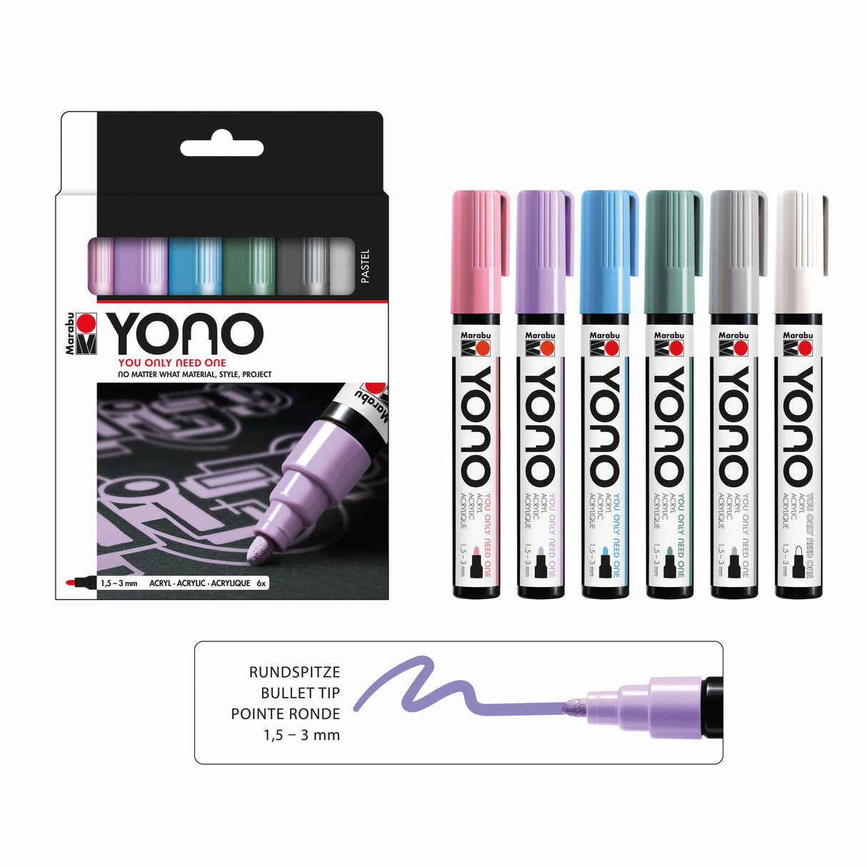 MARABU YONO SET 6 BULLET PASTEL