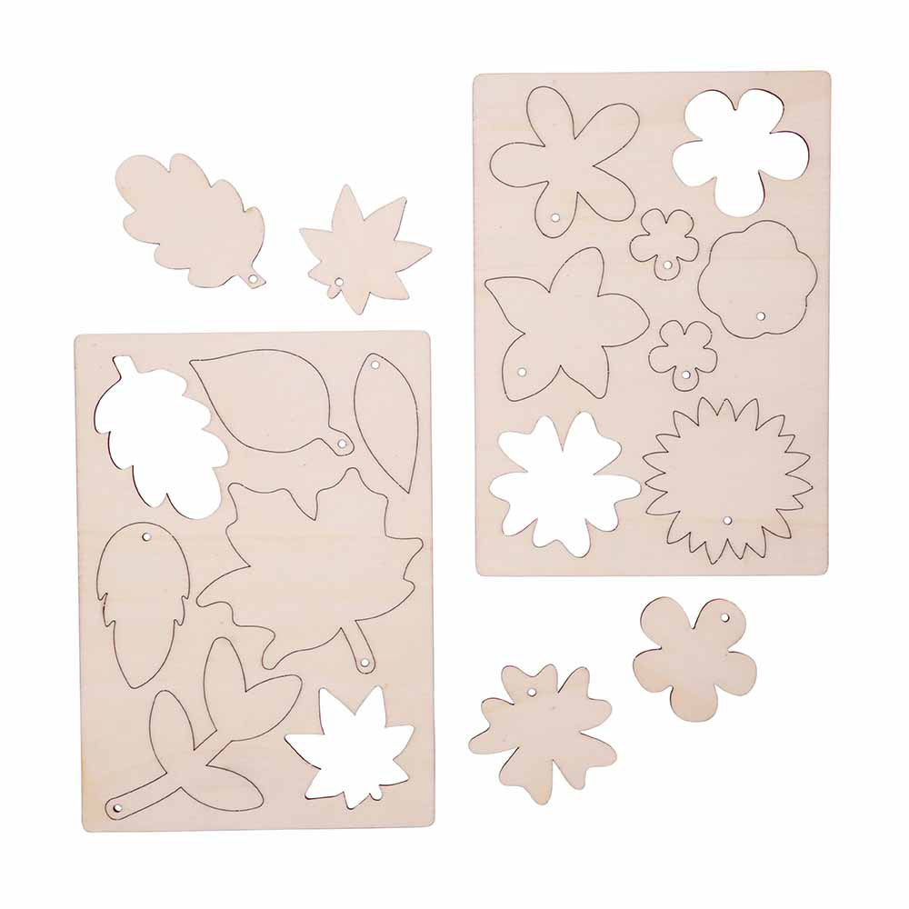 WOODEN PRESS OUT LEAVES & FLOWERS