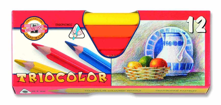 3152/12s TRICOLOUR TRIANGULAR PENCILS