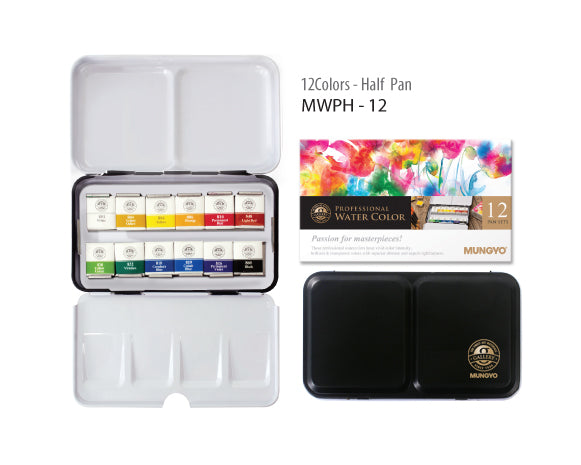 MUNGYO WATERCOLOUR 12 HALF PAN SET