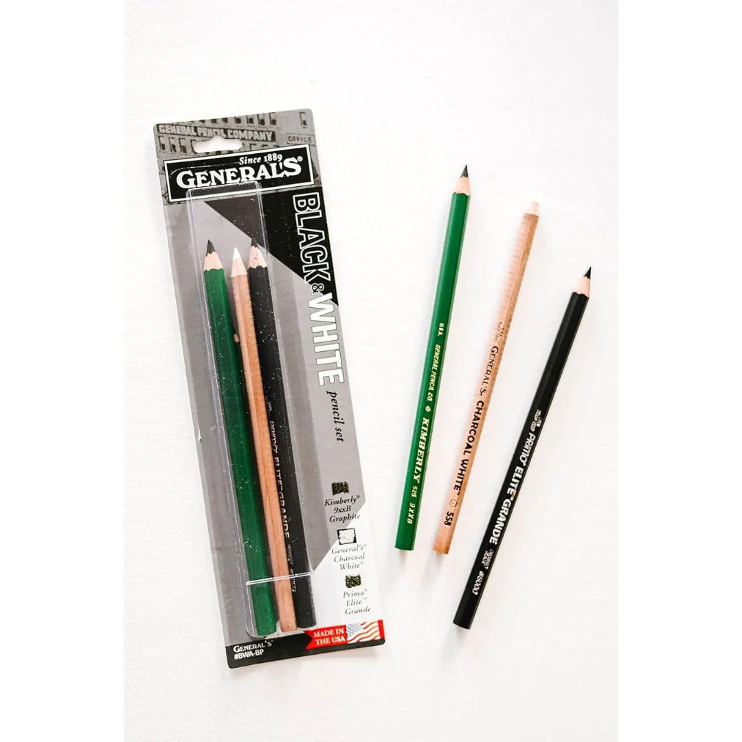 GENERAL BLACK & WHITE PENCIL SET(3pce)