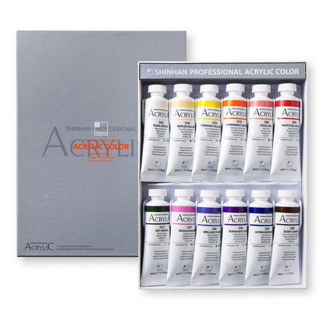 SHINHAN PROF ACRYLIC 50ML 12 TUBE SET B