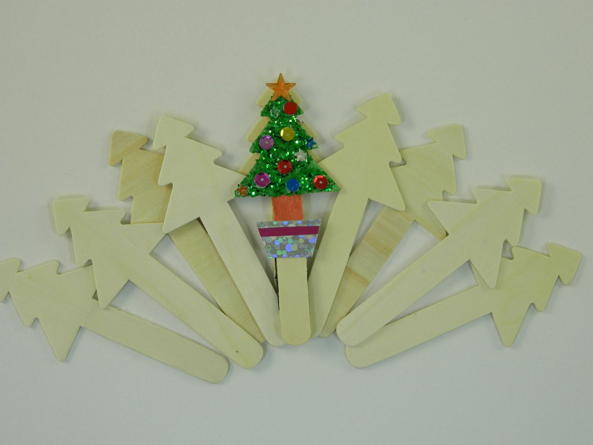 WOOD CRAFT STICK CHRISTMAS TREES (10)