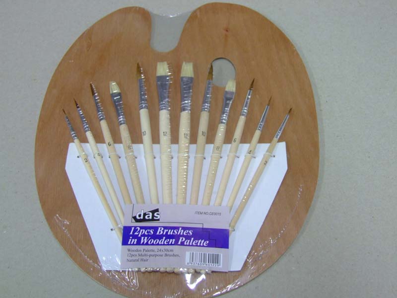 DAS 12pc BRUSH SET ON WOODEN PALETTE 24x