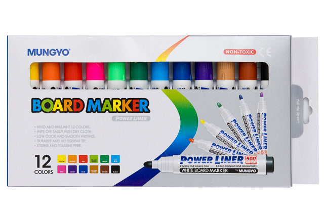 MUNGYO WBOARD MARKER SET OF 12 ROUND