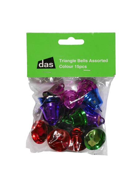 TRIANGLE BELLS ASSORTED COLOUR 15pcs