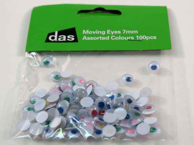 MOVING EYES 7mm ASSORTED COLOURS 100pcs